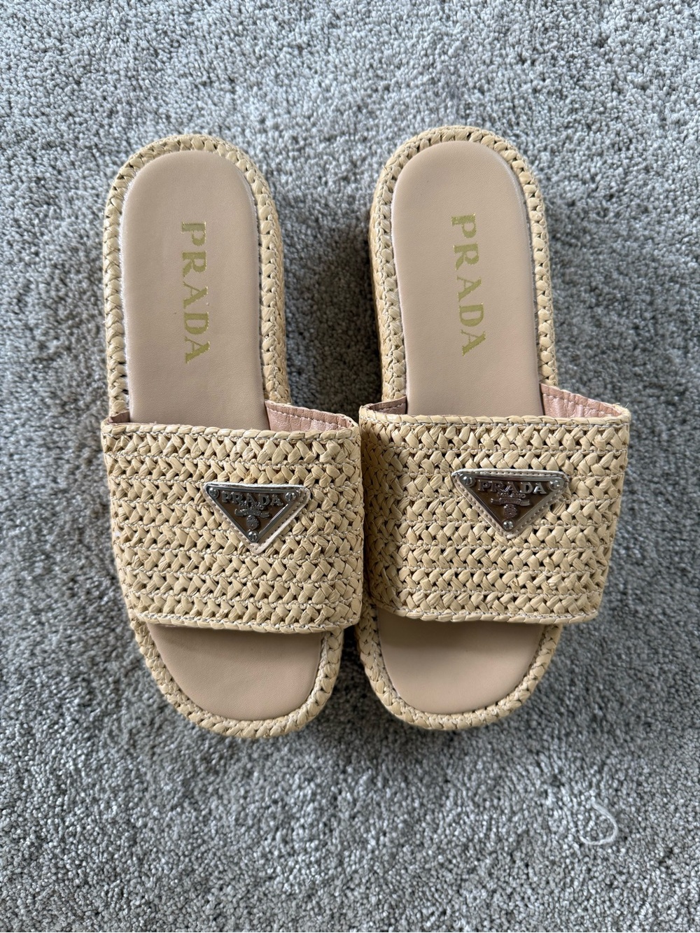 Prada Rafia Slide Sandals 39